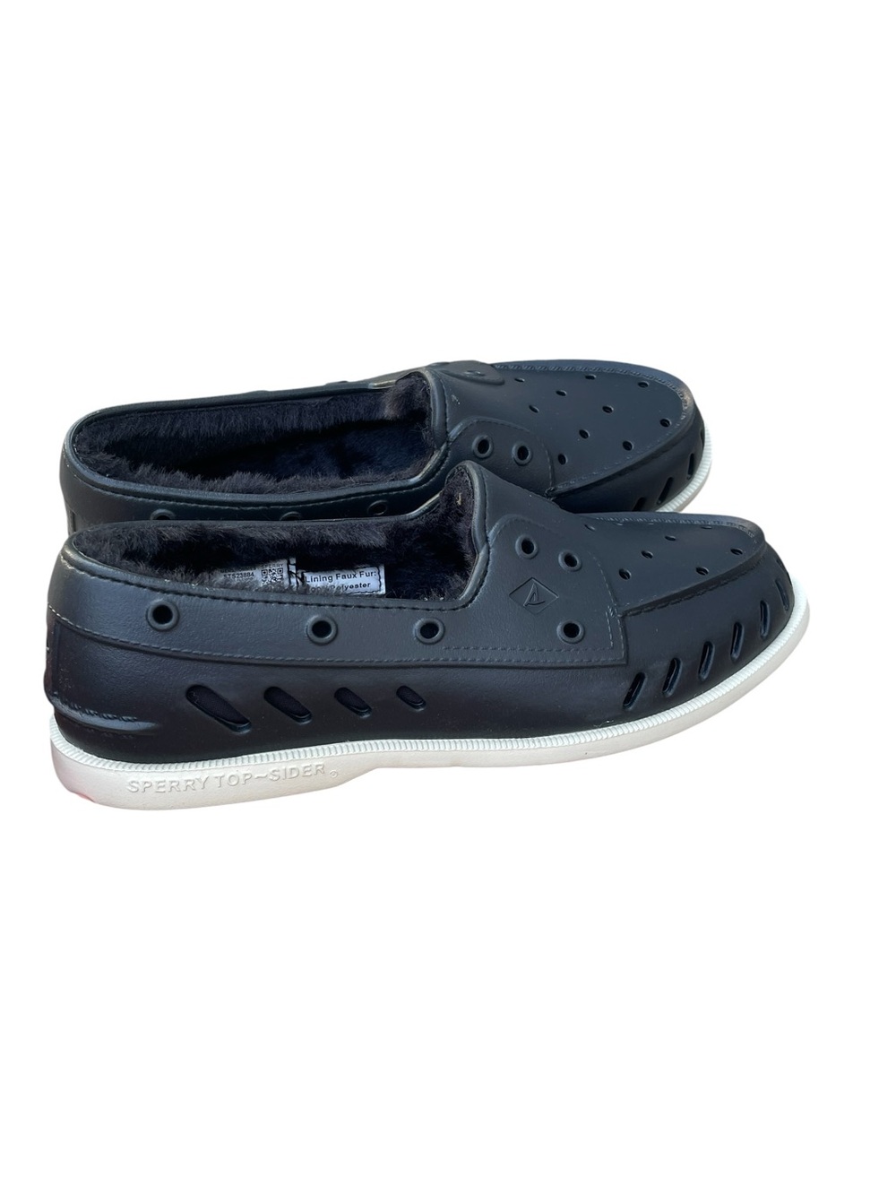 Sperry Men’s Faux Fur Lined, Rubber Boat‎ Shoe, Black, Size 10, NWOB